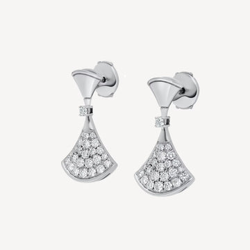 Deki Jewels Divas'Dream Earring,925 Silver,18k White Gold Plated,Cubic Zircon Paved