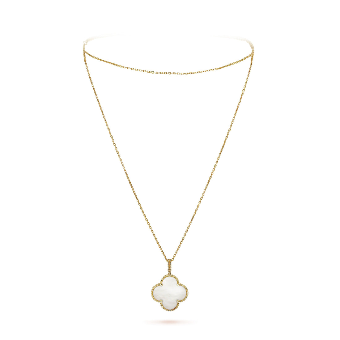 Deki Jewels Clover Leaf long Necklace,925 Silver, 18k Gold Plated