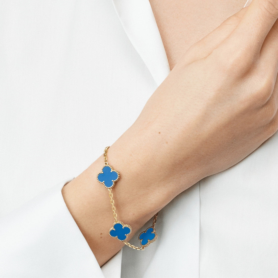 Deki Jewels Clover Leaf Bracelet,925 Silver,18k Gold Plated