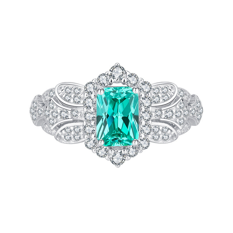 Deki Jewels Square Stone Ring,925 Silver,Inlaid With Imitation Tourmaline