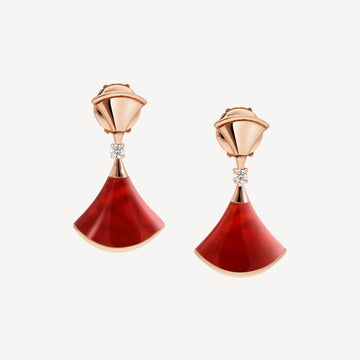 Deki Jewels Divas'Dream Earring,925 Silver,18k Gold Plated,Red Agate