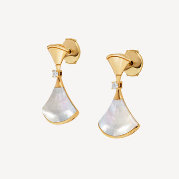 Deki Jewels Divas'Dream Earring,925 Silver,18k yellow Gold Plated,Mother of Pearl