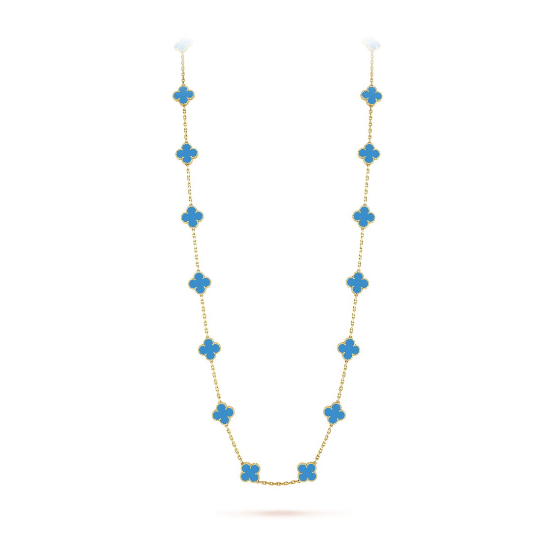 Deki Jewels Clover Leaf Long Necklace,925 Silver, 18k Gold Plated,20 Motifs