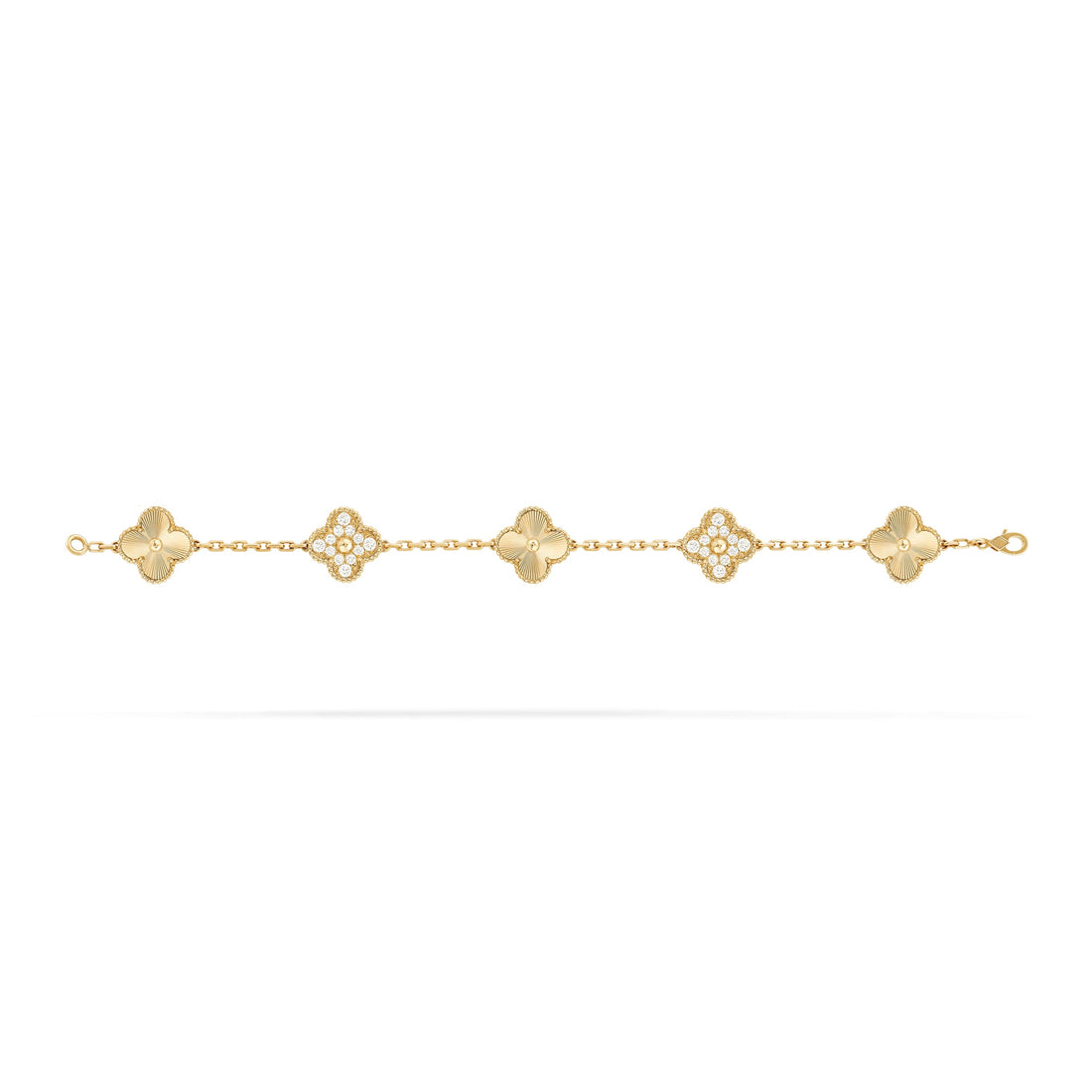 Clover Leaf Bracelet With Diamond,925 Silver, 18k Gold Plated